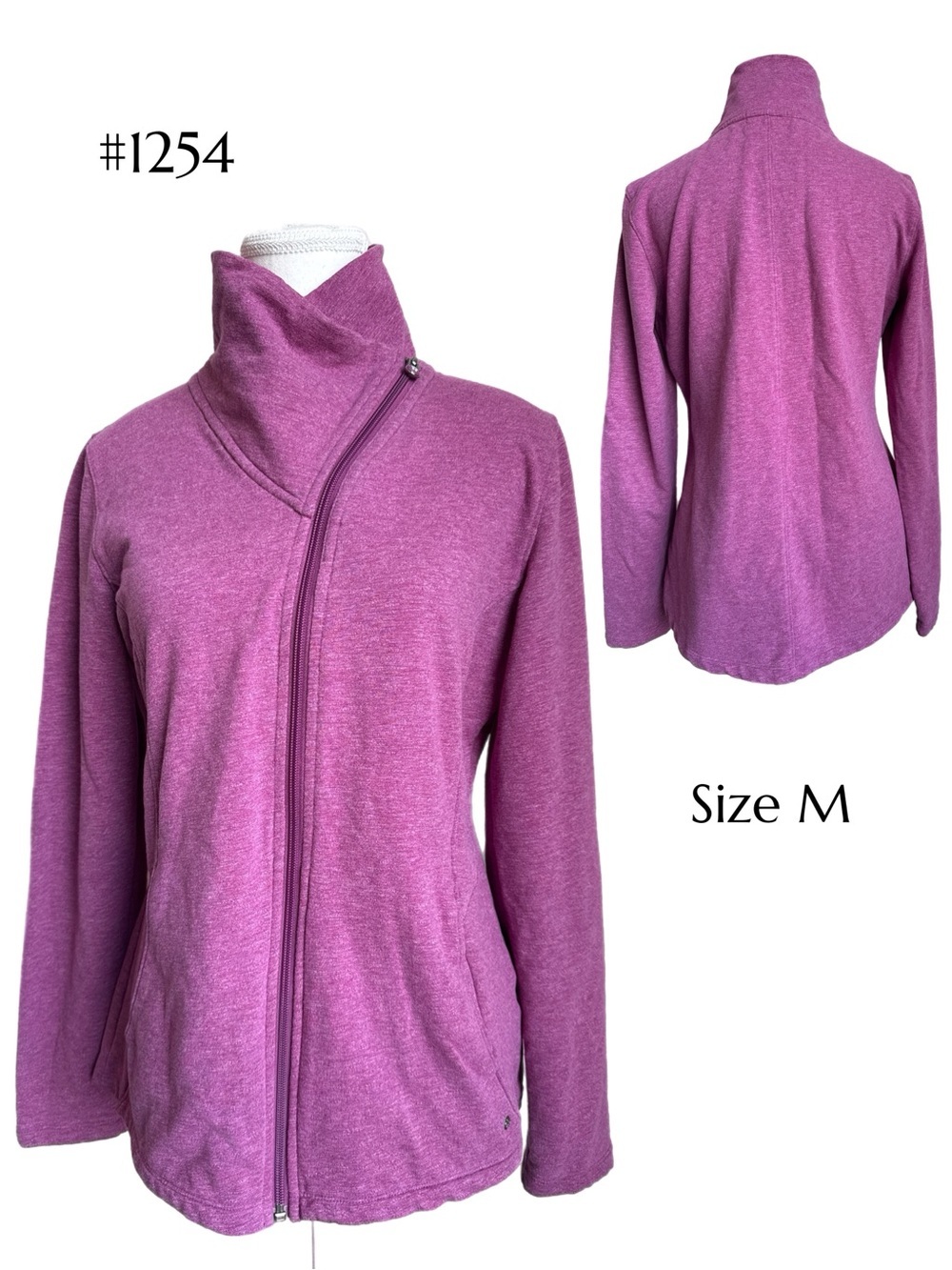 Tuff Athletics Heathered Magenta Asymmetric Zip Jacket | Active Wear